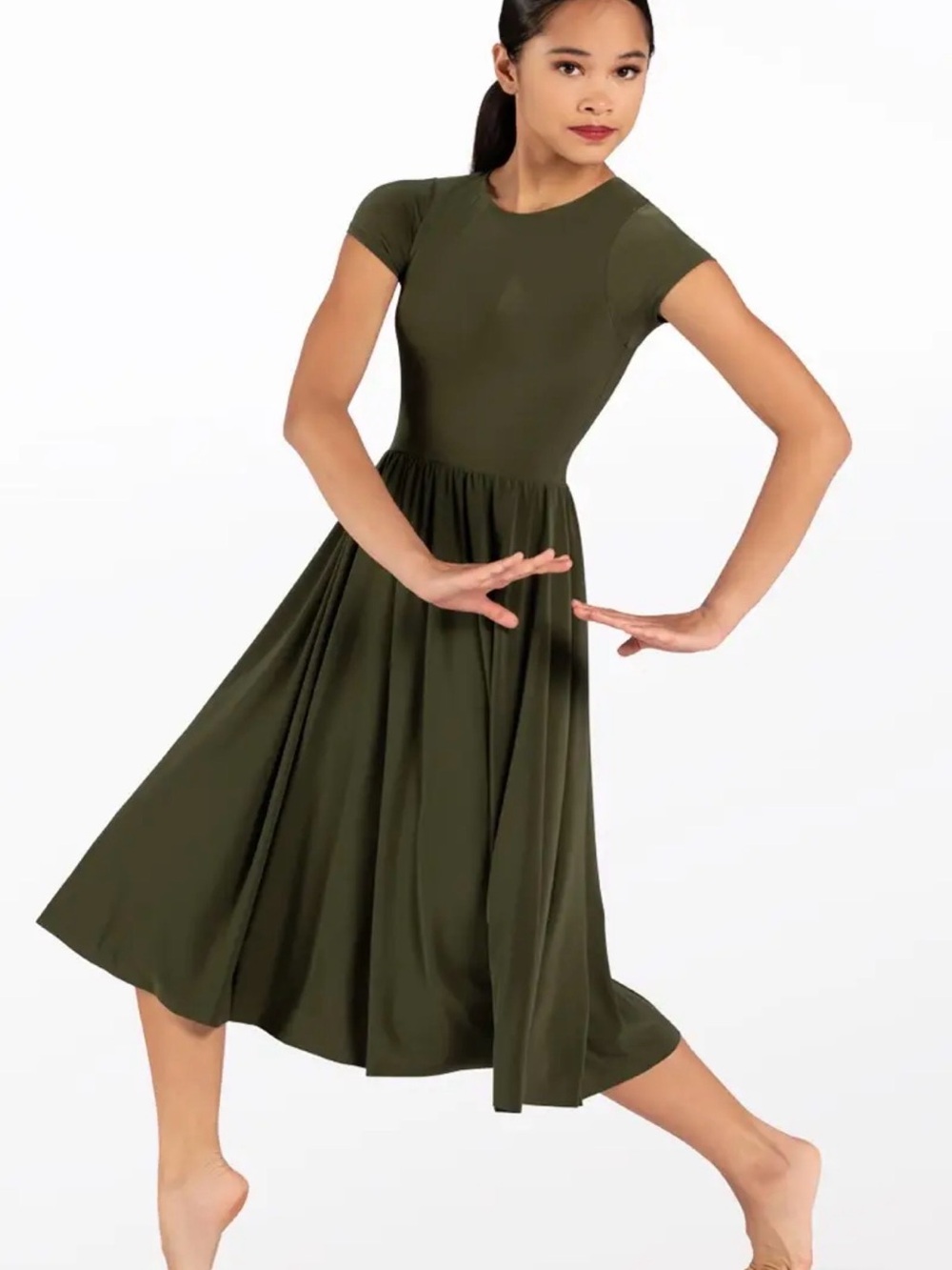 Weissman Olive Green Short-Sleeve one piece dance Costume Small